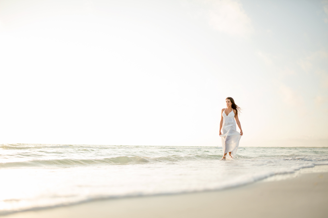 Woman beach walk